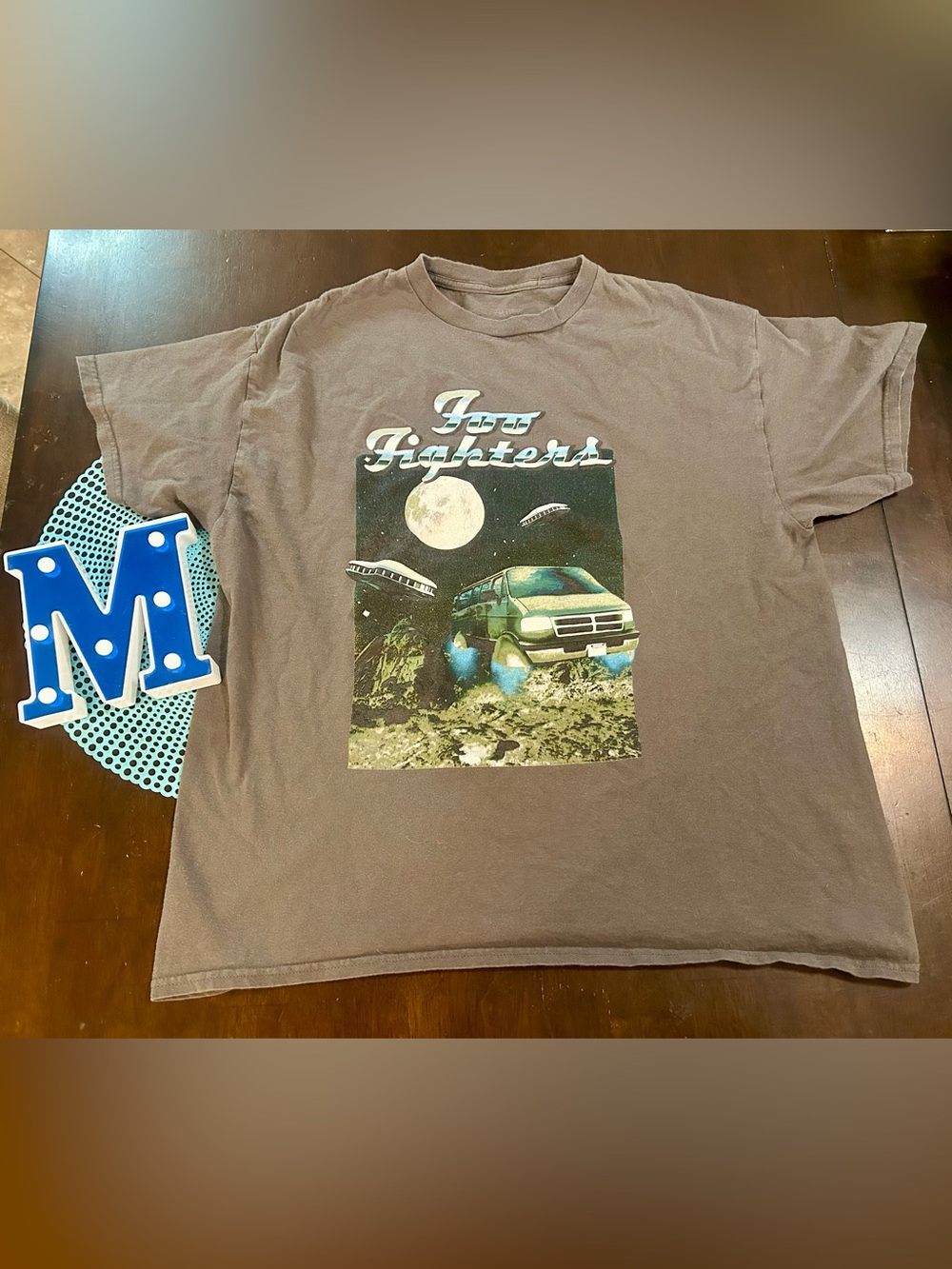 Foo Fighters Grey Outer Space Van Moon T-shirt Men’s; Size XL